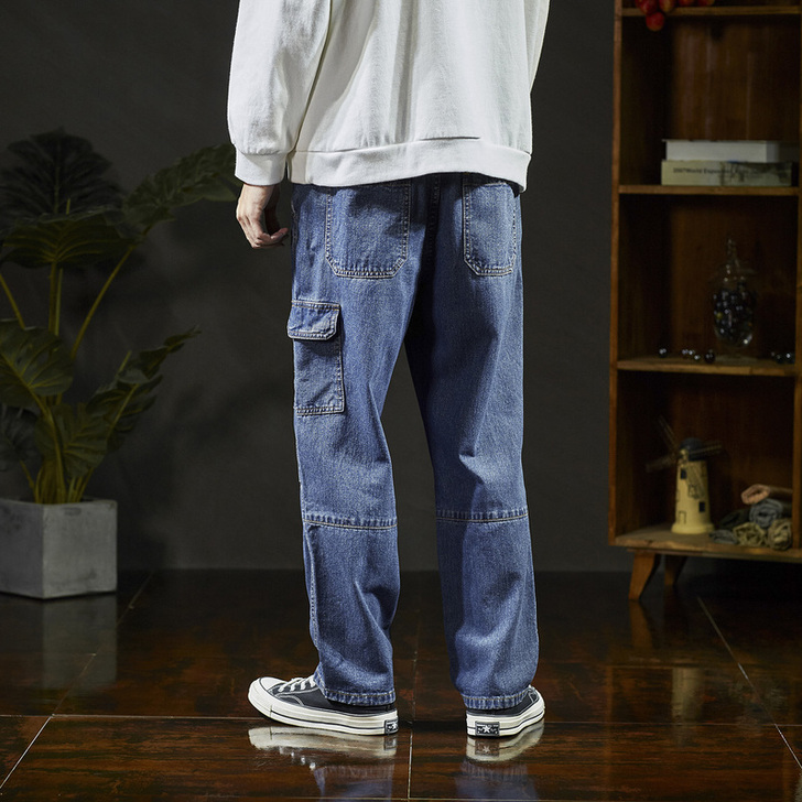 唐狮秋季新款直筒牛仔裤男宽松男士牛仔长裤工...