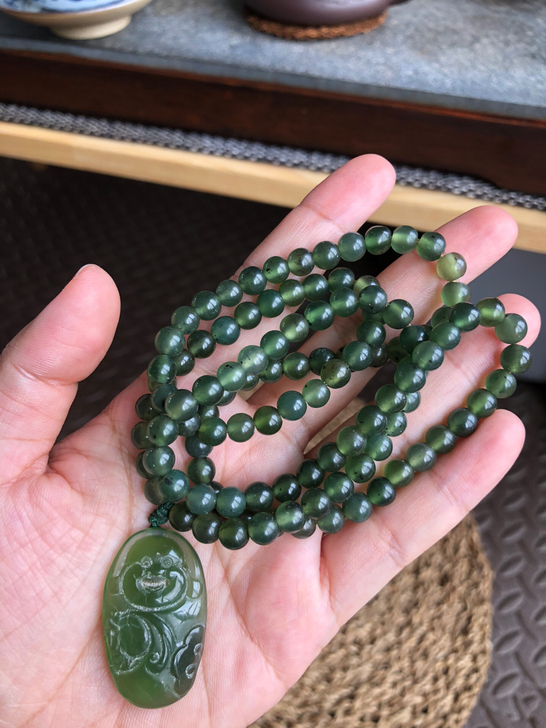 泰山玉 泰山碧玉 项链 自己找师傅雕刻的，...