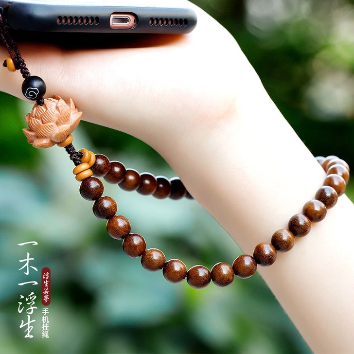 手工原创中国风手机挂绳男女手腕短款防丢链个...