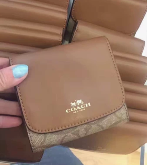Coach蔻驰全新正品女士短款翻盖钱包卡包...