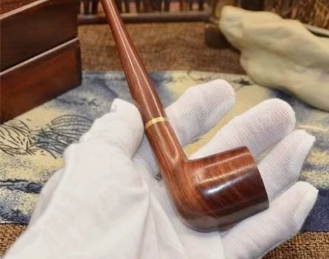 加长款全实木两用烟斗纯手工直式烟袋锅全木过...