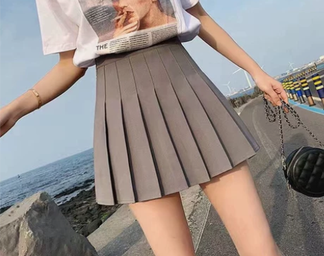 百褶裙短裙女春夏季节半身裙新款高腰a字裙显...