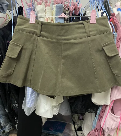eihey小众辣妹复古工装风半身裙早春个性...