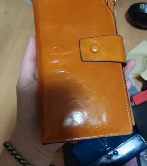 全新里外头层油蜡皮真皮女士长款手拿包钱包卡...