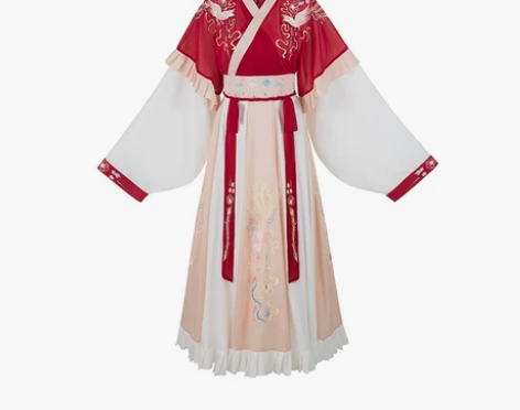 凤于牡丹 墨子研汉服女晋制交领半袖齐腰襦裙...