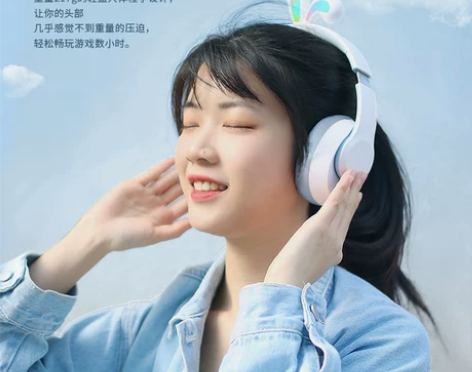 发光兔耳无线蓝牙耳机头戴式新款2022年女...