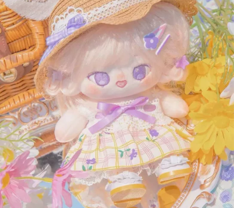 【出】花苞裙 紫花和小熊 20cm棉花娃...
