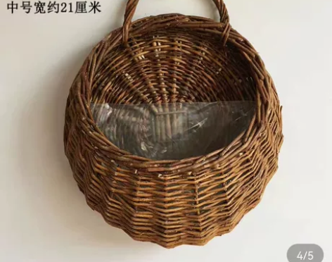 田园家居墙面装饰,挂件手工花篮藤编,仿真假...