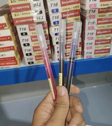 白雪直液式走珠笔彩色中性笔速干学生用黑色红...