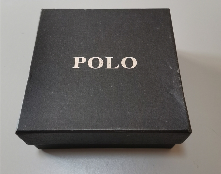 POLO 男士钱包短款皮夹, 竖款黑色,