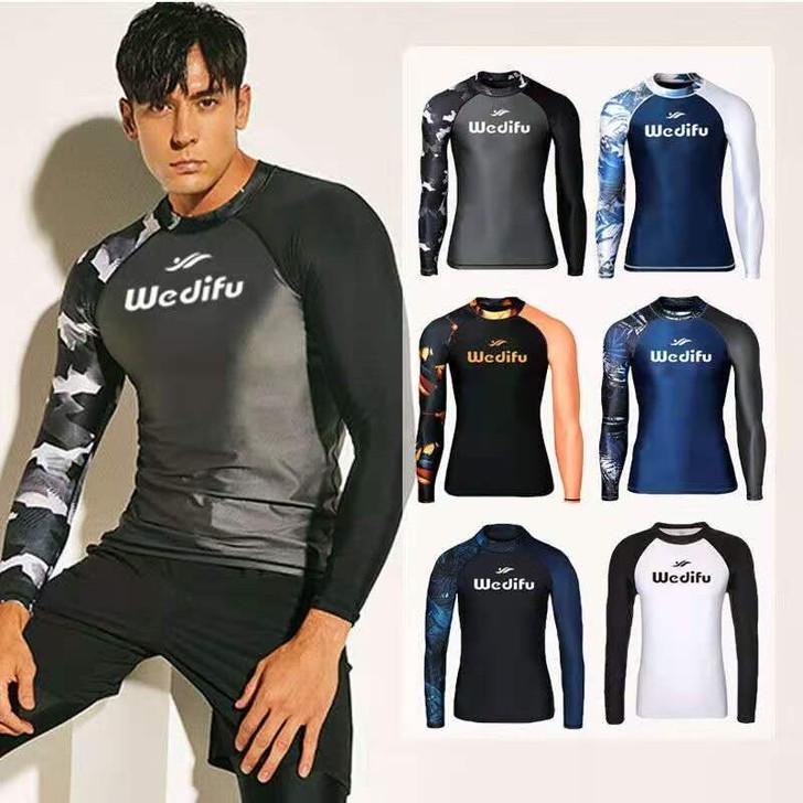 (亏本出售)长袖泳衣潜水服男速干防晒冲浪健...