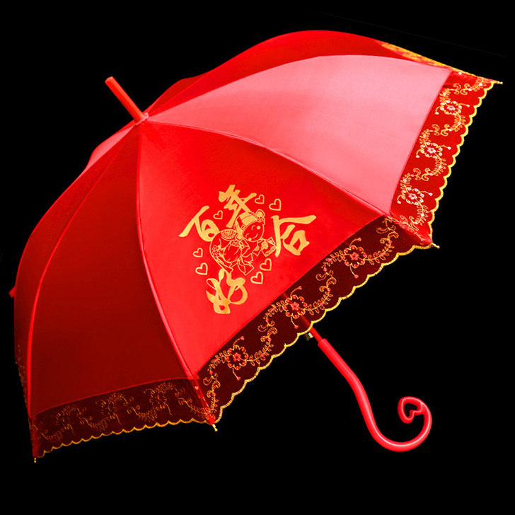 红雨伞婚庆结婚出门用红色伞新娘伞两用出嫁婚...