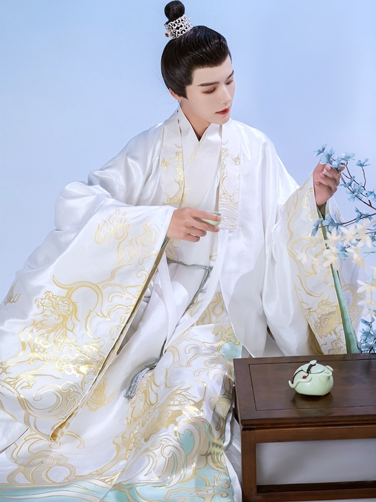 出汉服白泽如梦霓裳原创明制汉服男装交领道袍...