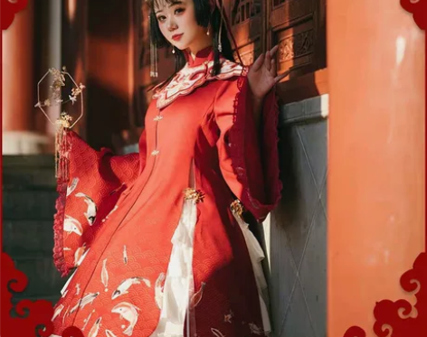uwowo悠窝窝花港观鱼古风lo裙古风洋装...