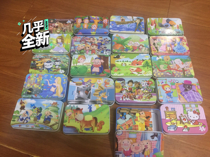 20个铁盒包装的，硬质拼图，包含经典童话/...