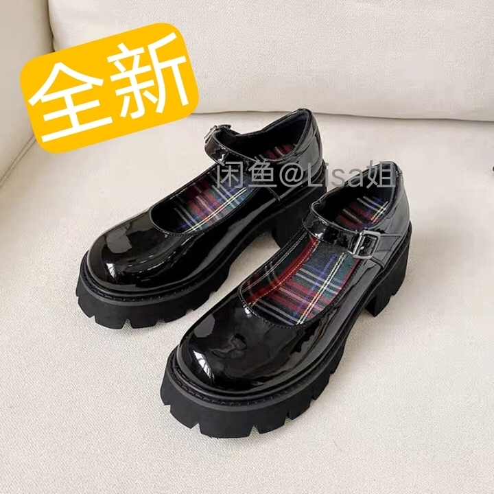 玛丽珍鞋2021年秋季新款百搭松糕厚底黑色...