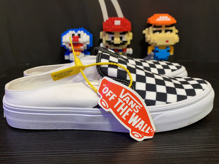 Vans 黑白 棋盘格女款一脚蹬板鞋休闲鞋