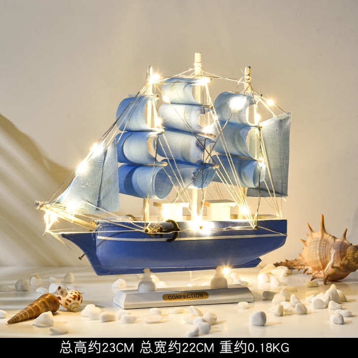 地中海一帆风顺帆船摆件工艺品仿真实木模型办...