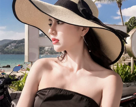 夏天沙滩草帽女夏季海边度假大帽檐防紫外线防...