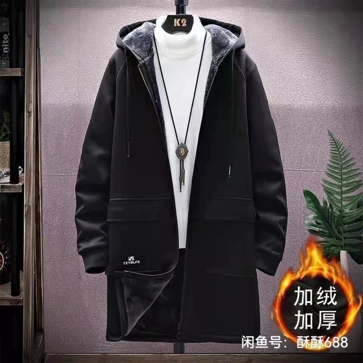 (特惠处理)秋冬新款加绒加厚休闲外套风衣男...
