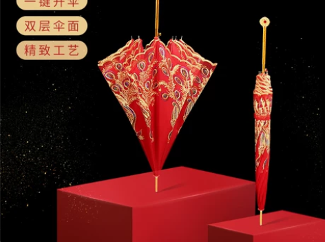 红伞结婚新娘伞红色出嫁雨伞中式古风婚嫁接亲...