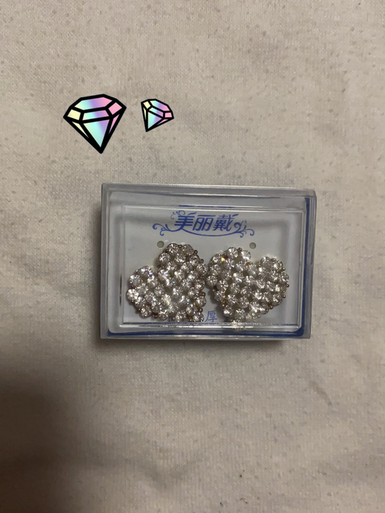 银色钻石耳钉 全新