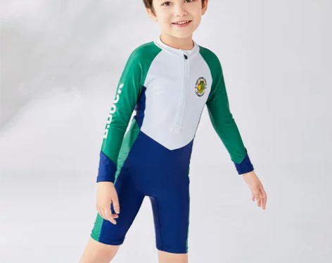 bduck儿童泳衣男童连体长袖防晒中大童泳...