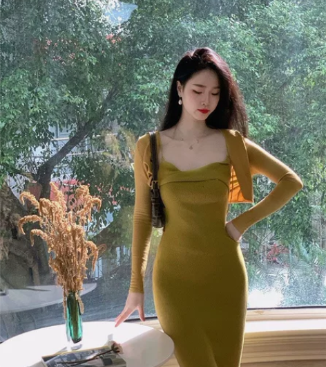 港风女神范针织裙,超显白,显身材只穿过两次...