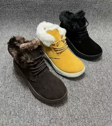 斯凯家女鞋冬季保暖绒里毛边鞋短靴雪地靴 ，...