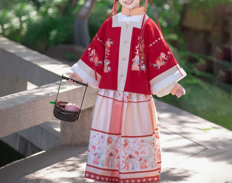 女童汉服加厚古装襦裙儿童新年唐装马面裙中国...