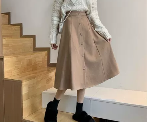 半身裙秋冬女2022新款春秋季百搭长裙高腰...