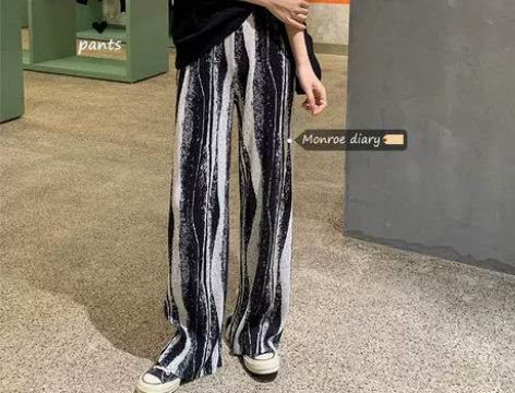 扎染宽松休闲裤2022新款裤子女春夏高腰垂...