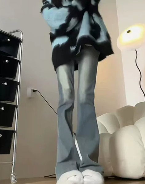 牛仔裤女 牛仔长裤复古水洗做旧女秋冬202...