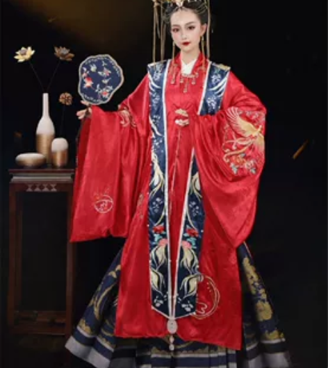 汉旭龙凤吟明制汉服女婚服原创织金马面裙霞帔...