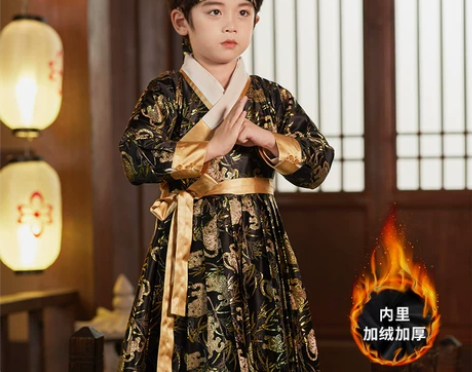 桐花坞汉服男童冬季加厚款国潮风儿童古风童装...