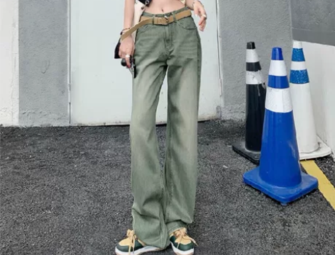 全新仅拍照 UYH高腰阔腿牛仔裤女2022...