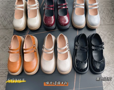 自然卷圆头小皮鞋2022春秋新款日系学生娃...