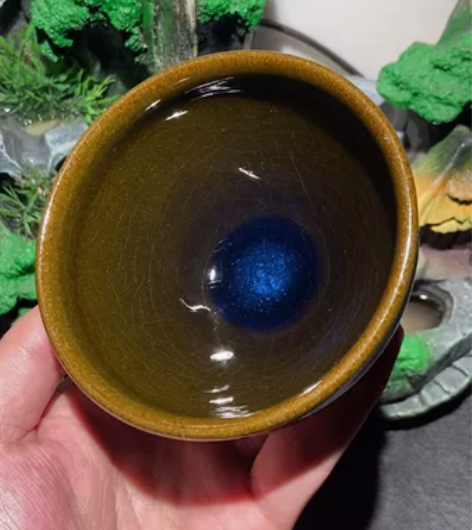 建阳建盏陶瓷茶杯 名家袁忠龙窑柴烧粗胎回蓝...