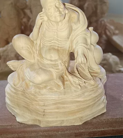 小叶木雕过江罗汉实木雕刻茶宠车摆手把件工艺...