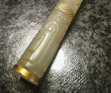 高古玉 ，勾连云纹大勒子，油润老熟，器型大...
