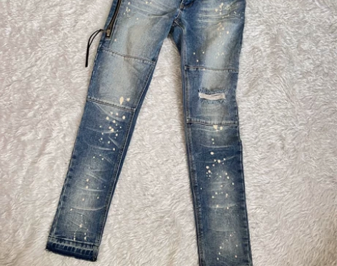 forever21 男士蓝色破洞牛仔裤 泼...