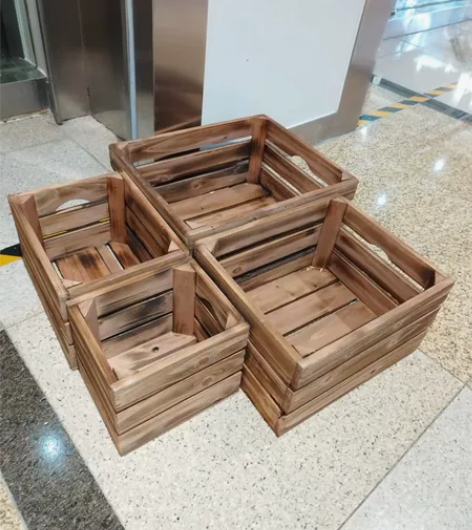 做旧木箱,咖啡色木盒,超市堆头木箱,酒箱,...