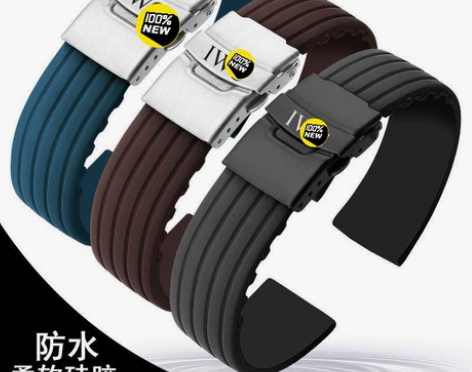 万国葡七表带硅胶男士iwc柏涛飞行员橡胶手...