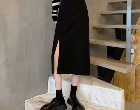 开叉半身裙春款女装2022年新款包臀裙高腰...