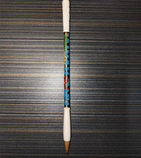 纯狼毫毛笔,笔杆主体为景泰蓝工艺,景泰蓝凤...