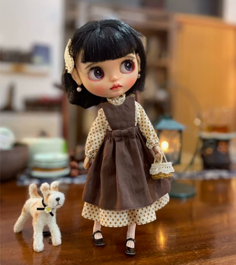 blythe小布娃衣复文艺风连衣裙围裙 o...