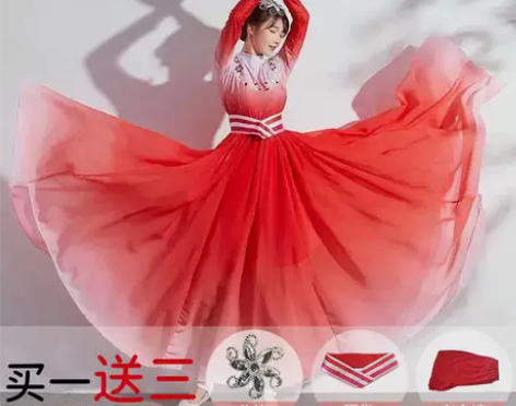 灯火里的中国演出服盛开万疆歌伴舞服开场舞飘...