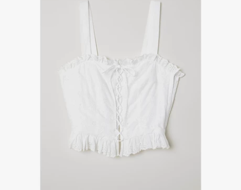 H＆M DIVIDED女装 镂空刺绣背心吊...