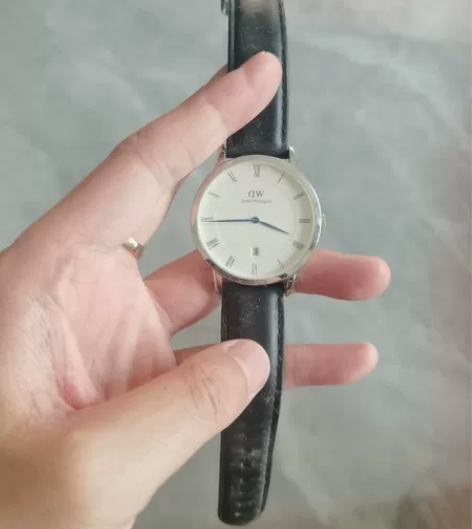 dw手表男DAPPER系列蓝针日历皮质织纹...