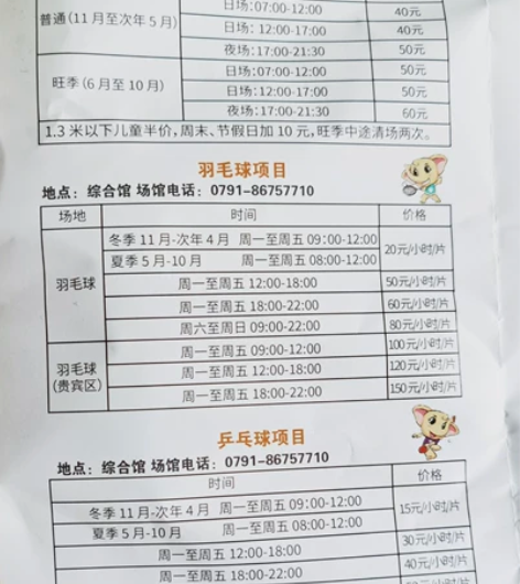 南昌国体中心羽毛球网球乒乓球游泳已开馆,所...